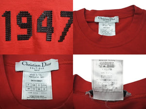 極美品 CHRISTIAN DIOR クリスチャンディオール Tシャツ J'ADORE ジャドール 3A16155021 ジョンガリアーノ サイズ38 レッド 中古 4c075634