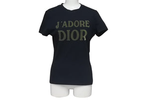 Christian Dior クリスチャンディオール J'ADORE ジャドール 半袖Tシャツ 3A18155020 サイズ40 ブラック カーキ 美品 中古 4c075637