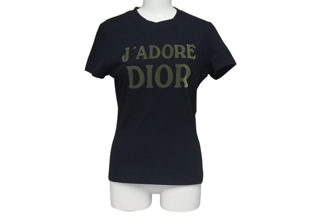 Christian Dior クリスチャンディオール J'ADORE ジャドール 半袖Tシャツ 3A18155020 サイズ40 ブラック カーキ 美品 中古 4c075637