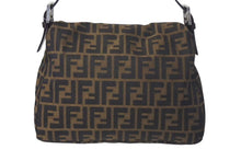 Load image into Gallery viewer, FENDI フェンディ マンマバケット ショルダーバッグ ズッカ柄 26325 ブラウン コットンキャンバス レザー シルバー金具 中古 4c075639