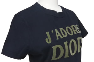 Christian Dior クリスチャンディオール J'ADORE ジャドール 半袖Tシャツ 3A18155020 サイズ40 ブラック カーキ 美品 中古 4c075637