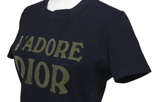 Christian Dior クリスチャンディオール J'ADORE ジャドール 半袖Tシャツ 3A18155020 サイズ40 ブラック カーキ 美品 中古 4c075637