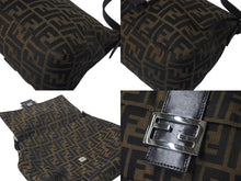 Load image into Gallery viewer, FENDI フェンディ マンマバケット ショルダーバッグ ズッカ柄 26325 ブラウン コットンキャンバス レザー シルバー金具 中古 4c075639