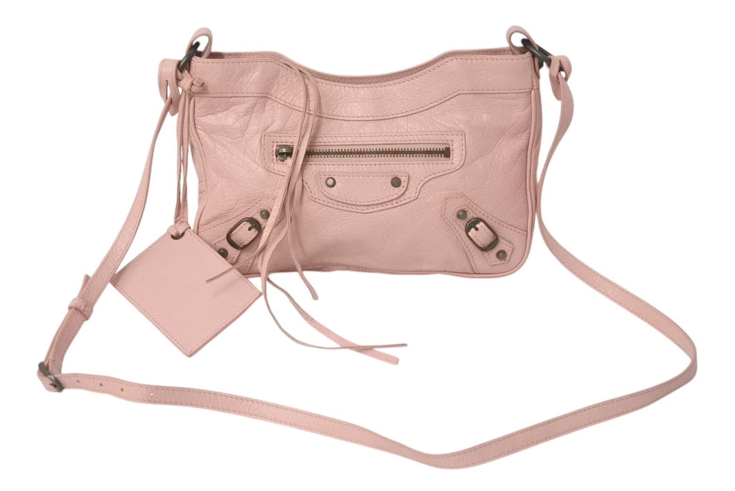 極美品 BALENCIAGA バレンシアガ ザ ゲッタウェイ ショルダーバッグ 242803 6820 ピンク レザー ブラックメタル金具 中古 4c075641