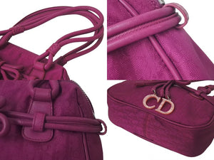 極美品 ChristianDior クリスチャンディオール トロッター ハンドバッグ レザー ジャガード パープル ピンク シルバー金具 中古 4c075644