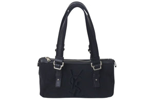 YVES SAINT LAURENT イヴサンローラン カハラロゴ ハンドバッグ ショルダーバッグ ブラック シルバー金具 美品 中古 4c075646 