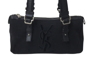 YVES SAINT LAURENT イヴサンローラン カハラロゴ ハンドバッグ ショルダーバッグ ブラック シルバー金具 美品 中古 4c075646 