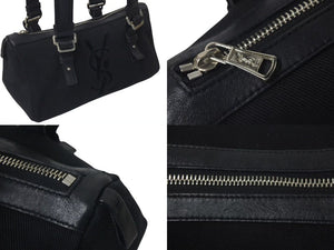 YVES SAINT LAURENT イヴサンローラン カハラロゴ ハンドバッグ ショルダーバッグ ブラック シルバー金具 美品 中古 4c075646 