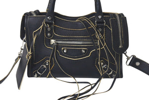 BALENCIAGA バレンシアガ ネオクラシック ミニシティ ハンドバッグ 300295 ブラック レザー シルバー金具 美品 中古 4c075647