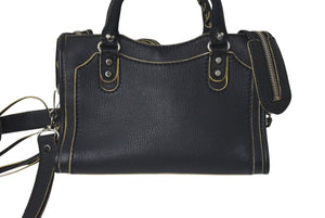 BALENCIAGA バレンシアガ ネオクラシック ミニシティ ハンドバッグ 300295 ブラック レザー シルバー金具 美品 中古 4c075647
