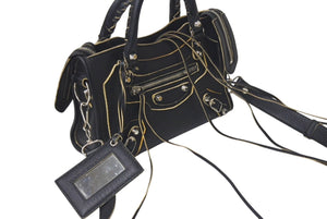 BALENCIAGA バレンシアガ ネオクラシック ミニシティ ハンドバッグ 300295 ブラック レザー シルバー金具 美品 中古 4c075647
