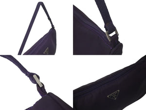 PRADA プラダ ワンショルダーバッグ ミニポーチ トライアングルロゴ WS12182 ナイロン パープル シルバー金具 美品 中古 4c075648