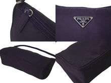 Load image into Gallery viewer, PRADA プラダ ワンショルダーバッグ ミニポーチ トライアングルロゴ WS12182 ナイロン パープル シルバー金具 美品 中古 4c075648