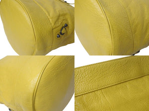 極美品 BALENCIAGA バレンシアガ ザ デイ ワンショルダーバッグ カーフスキン イエロー ブラックメタル金具 中古 4c075649