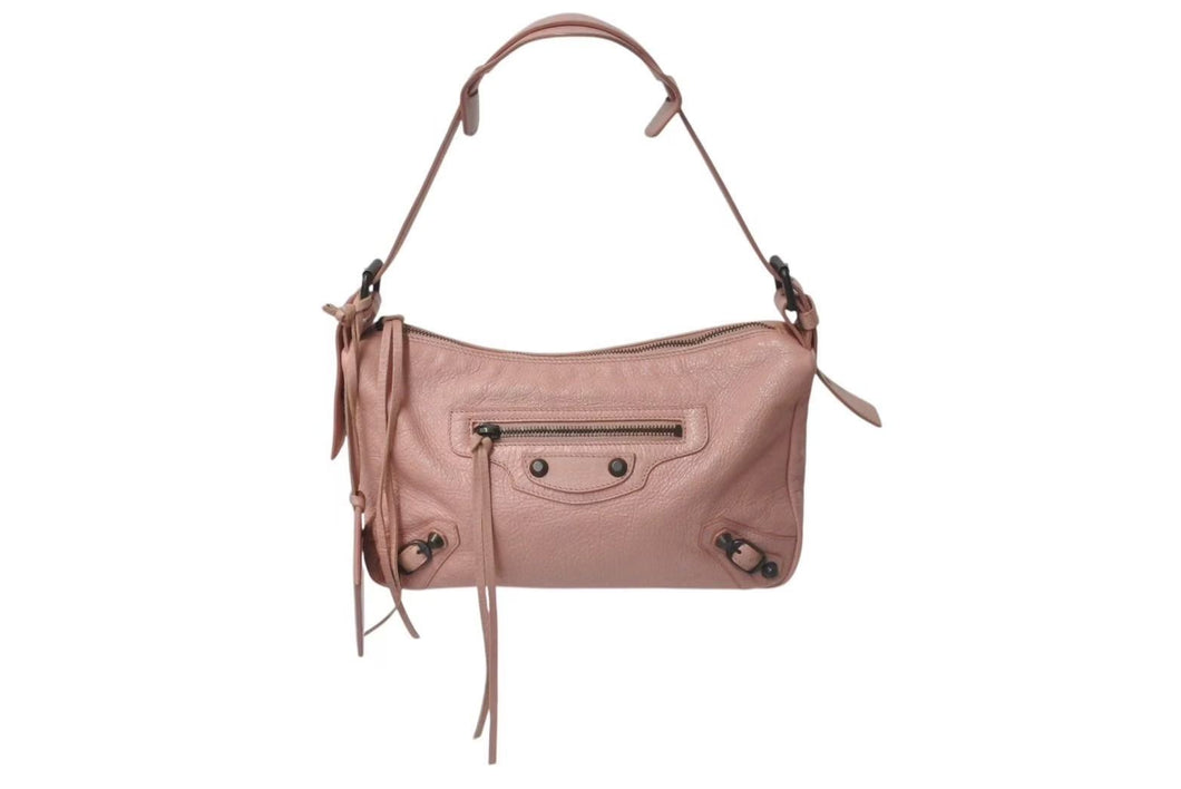 BALENCIAGA バレンシアガ ザヒップ ワンショルダーバッグ 309935 6820 レザー ピンク ブラックメタル金具 美品 中古 4c075651