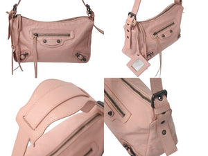 BALENCIAGA バレンシアガ ザヒップ ワンショルダーバッグ 309935 6820 レザー ピンク ブラックメタル金具 美品 中古 4c075651