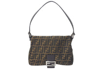 Load image into Gallery viewer, 極美品 FENDI フェンディ マンマバケット ショルダーバッグ ズッカ柄 26325 ブラウン コットンキャンバス レザー シルバー金具 中古 4c075653