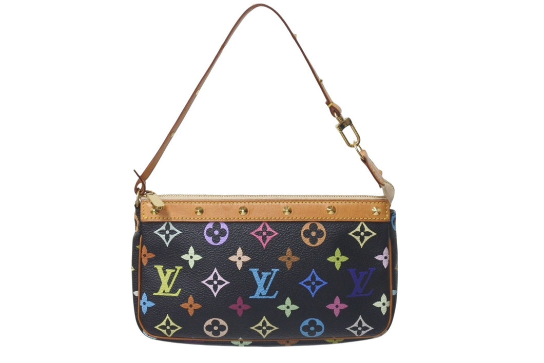 LOUISVUITTON ルイヴィトン ポシェットアクセソワール アクセサリーポーチ M92648 モノグラム マルチカラー ブラック 美品 中古 4c075655
