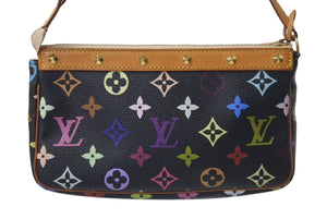 LOUISVUITTON ルイヴィトン ポシェットアクセソワール アクセサリーポーチ M92648 モノグラム マルチカラー ブラック 美品 中古 4c075655