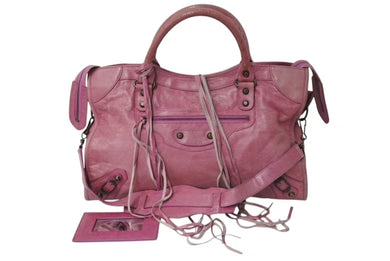 BALENCIAGA バレンシアガ ザ シティ 2WAY ハンドバッグ ピンク レザー 115748 ショルダーバッグ 良品 中古 4c075665