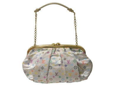 LOUISVUITTON ルイヴィトン オモニエール ハンドバッグ M92060 モノグラムサテン ホワイト マルチカラー ゴールド金具 良品 中古 4c075669