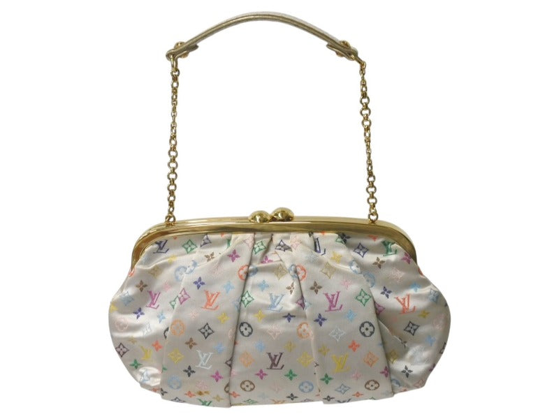 LOUISVUITTON ルイヴィトン オモニエール ハンドバッグ M92060 モノグラムサテン ホワイト マルチカラー ゴールド金具 良品 中古 4c075669