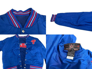 JH DESIGN JHデザイン リバーシブル バーシティジャケット スタジャン PHILLIES フィリーズ MLB ブルー ウール アクリル レザー XXL 美品 中古 4c075671