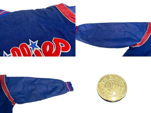 JH DESIGN JHデザイン リバーシブル バーシティジャケット スタジャン PHILLIES フィリーズ MLB ブルー ウール アクリル レザー XXL 美品 中古 4c075671