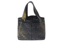 Load image into Gallery viewer, BOTTEGA VENETA ボッテガヴェネタ イントレチャート ハンドバッグ 138749 エナメル レザー ブラック イエロー 美品 中古 4c075691