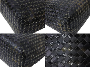 BOTTEGA VENETA ボッテガヴェネタ イントレチャート ハンドバッグ 138749 エナメル レザー ブラック イエロー 美品 中古 4c075691