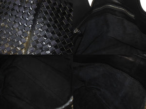 BOTTEGA VENETA ボッテガヴェネタ イントレチャート ハンドバッグ 138749 エナメル レザー ブラック イエロー 美品 中古 4c075691