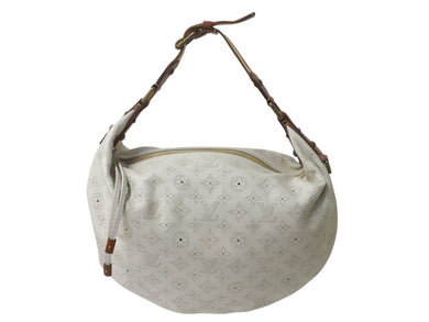 極美品 LOUIS VUITTON ルイヴィトン マヒナ オナタGM ショルダーバッグ M95460 ブロン ホワイト ブラウン レザー ゴールド金具 中古 4c075692