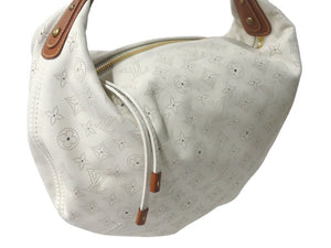 極美品 LOUIS VUITTON ルイヴィトン マヒナ オナタGM ショルダーバッグ M95460 ブロン ホワイト ブラウン レザー ゴールド金具 中古 4c075692