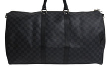 Load image into Gallery viewer, 極美品 LOUIS VUITTON ルイヴィトン キーポル バンドリエール55 ボストンバッグ N41413 ダミエグラフィット ブラック シルバー金具 中古 4c075695