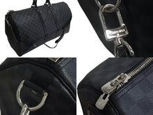 Load image into Gallery viewer, 極美品 LOUIS VUITTON ルイヴィトン キーポル バンドリエール55 ボストンバッグ N41413 ダミエグラフィット ブラック シルバー金具 中古 4c075695