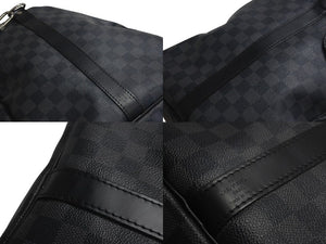 極美品 LOUIS VUITTON ルイヴィトン キーポル バンドリエール55 ボストンバッグ N41413 ダミエグラフィット ブラック シルバー金具 中古 4c075695