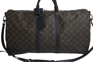 極美品 LOUIS VUITTON ルイヴィトン キーポルバンドリエール55 ボストンバッグ M56714 モノグラムマカサー ブラック 中古 4c075696
