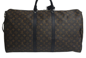 極美品 LOUIS VUITTON ルイヴィトン キーポルバンドリエール55 ボストンバッグ M56714 モノグラムマカサー ブラック 中古 4c075696