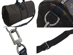極美品 LOUIS VUITTON ルイヴィトン キーポルバンドリエール55 ボストンバッグ M56714 モノグラムマカサー ブラック 中古 4c075696