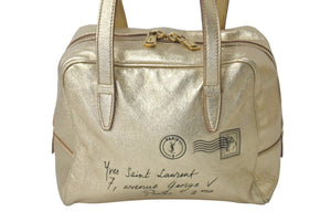 Yves SaintLaurent イブサンローラン yメール ハンドバッグ 197459 002404 レザー ゴールド ブラック ゴールド金具 美品 中古 4c075699