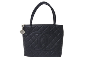 極美品 CHANEL シャネル 復刻トートバッグ ハンドバッグ 7番台 キャビアスキン ブラック ココマーク ロゴ 鞄 シルバー金具 中古 4c075700