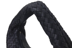 新品同様 BOTTEGA VENETA ボッテガヴェネタ イントレチャート ホーボー ハンドバッグ レザー ブラック 中古 4c075706