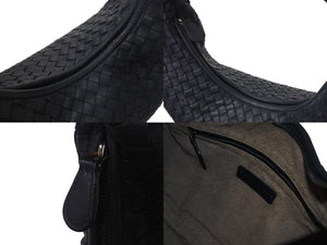 新品同様 BOTTEGA VENETA ボッテガヴェネタ イントレチャート ホーボー ハンドバッグ レザー ブラック 中古 4c075706