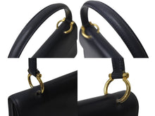 Load image into Gallery viewer, CELINE セリーヌ ヴィンテージ サルキー ミニハンドバッグ トートバッグ レザー ブラック 馬車金具 美品 中古 4c075710