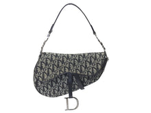 Load image into Gallery viewer, Christian Dior クリスチャンディオール デニムトロッターサドルバッグ ブラック ガリアーノ期 シルバー金具 良品 中古 4c075712