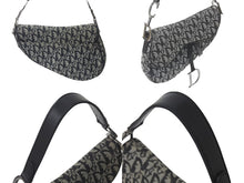 Load image into Gallery viewer, Christian Dior クリスチャンディオール デニムトロッターサドルバッグ ブラック ガリアーノ期 シルバー金具 良品 中古 4c075712