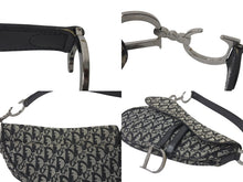 Load image into Gallery viewer, Christian Dior クリスチャンディオール デニムトロッターサドルバッグ ブラック ガリアーノ期 シルバー金具 良品 中古 4c075712