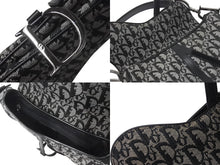 Load image into Gallery viewer, Christian Dior クリスチャンディオール デニムトロッターサドルバッグ ブラック ガリアーノ期 シルバー金具 良品 中古 4c075712