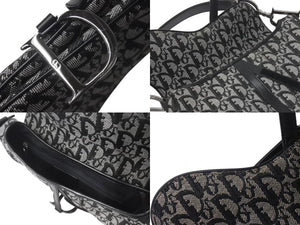 Christian Dior クリスチャンディオール デニムトロッターサドルバッグ ブラック ガリアーノ期 シルバー金具 良品 中古 4c075712