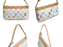 Load image into Gallery viewer, 新品同様 LOUIS VUITTON ルイヴィトン モノグラム マルチカラー ポシェット アクセソワール アクセサリーポーチ M92649 村上隆 ホワイト 中古 4c075718